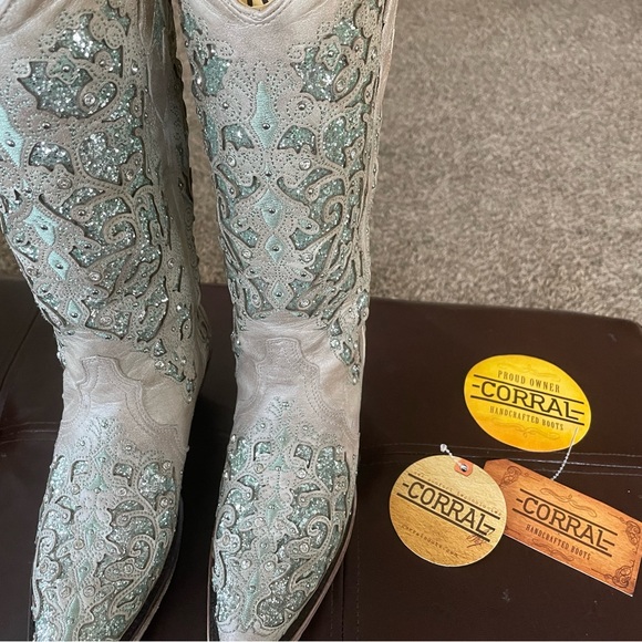 CORRAL WOMEN’S GLITTER INLAY & CRYSTAL BOOTS. SZ 7 NIB $179 - Picture 6 of 9